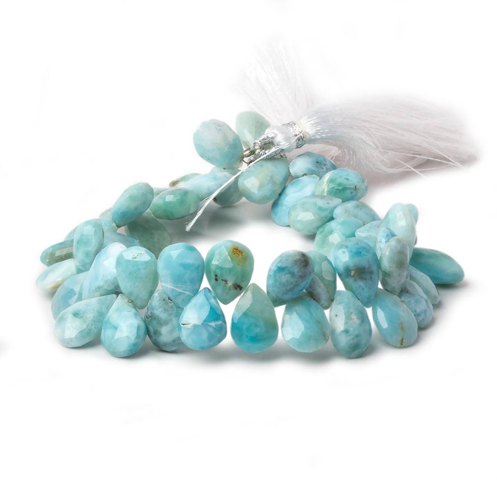 9x7-12x8mm Larimar faceted pear briolette beads 8 inch 49 pieces A - Beadsofcambay.com