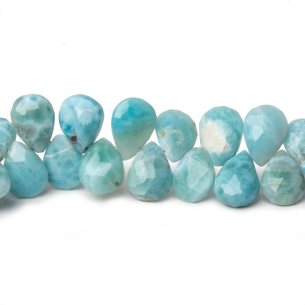 9x7-12x8mm Larimar faceted pear briolette beads 8 inch 49 pieces A - Beadsofcambay.com