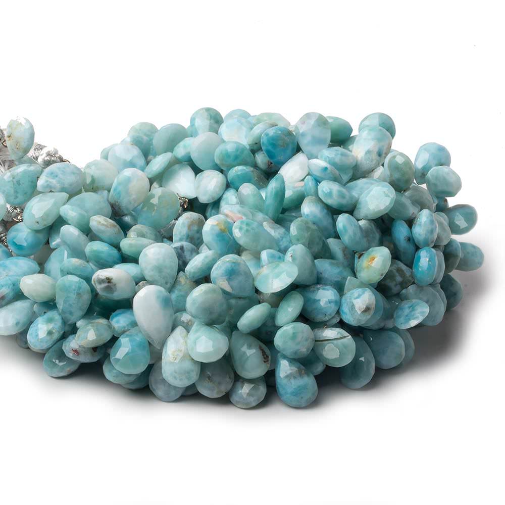 9x7-12x8mm Larimar faceted pear briolette beads 8 inch 49 pieces A - Beadsofcambay.com