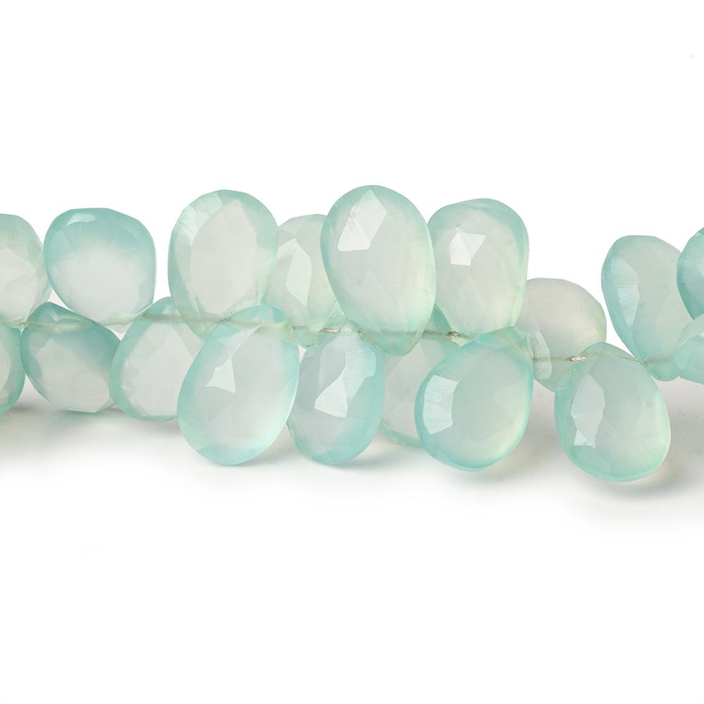 9x7-12x8mm Seafoam Green Chalcedony faceted pears 7.5 inch 63 beads AAA - Beadsofcambay.com