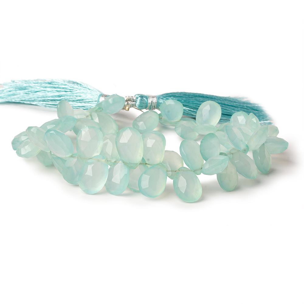 9x7-12x8mm Seafoam Green Chalcedony faceted pears 7.5 inch 63 beads AAA - Beadsofcambay.com