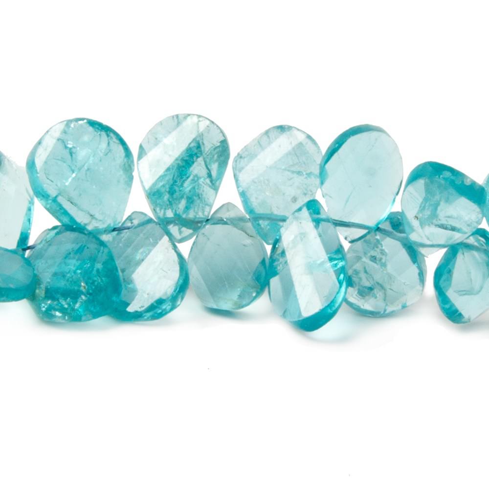 9x7-12x9mm Apatite twist faceted pear beads 8.5 inch 56 pieces - Beadsofcambay.com