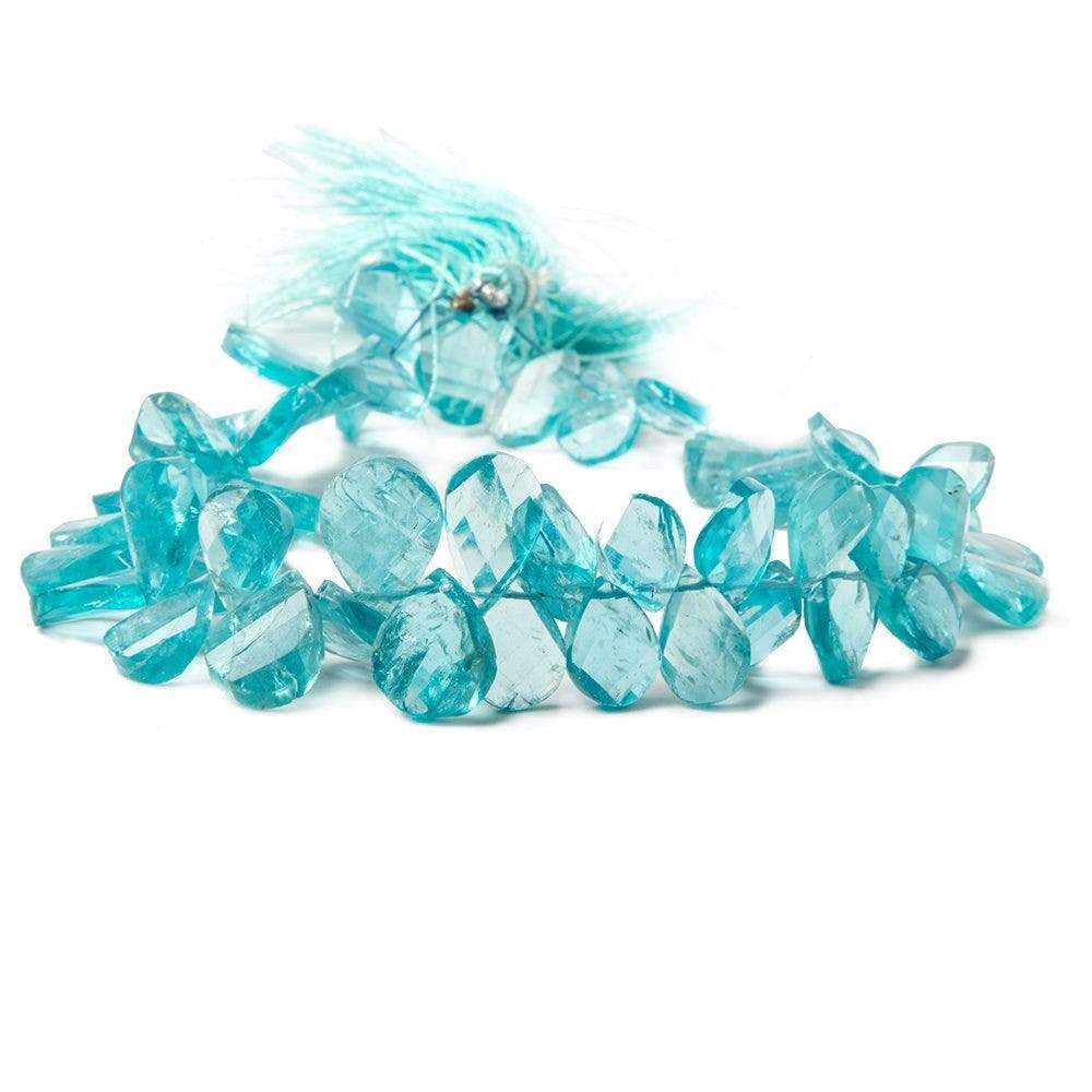 9x7-12x9mm Apatite twist faceted pear beads 8.5 inch 56 pieces - Beadsofcambay.com