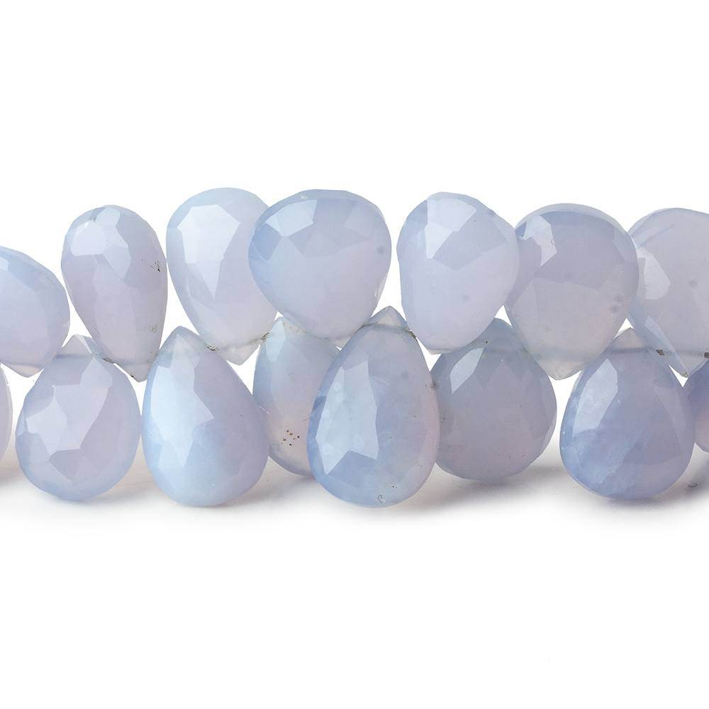 9x7-12x9mm Turkish Blue Chalcedony Pear Beads 8 inch 55 pieces AA - Beadsofcambay.com