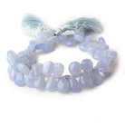 9x7-12x9mm Turkish Blue Chalcedony Pear Beads 8 inch 55 pieces AA - Beadsofcambay.com