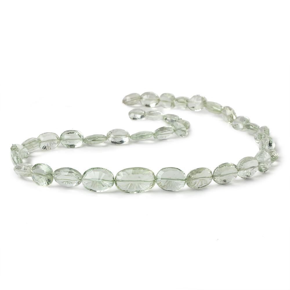 9x7-13x10mm Prasiolite Concave Faceted Oval beads 15 inch 37 pieces AAA - Beadsofcambay.com