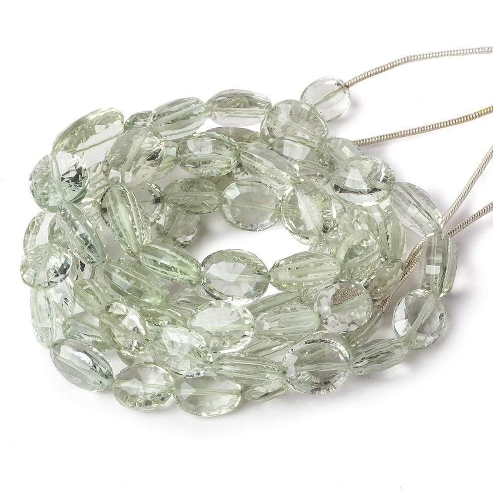 9x7-13x10mm Prasiolite Concave Faceted Oval beads 15 inch 37 pieces AAA - Beadsofcambay.com