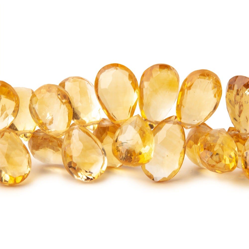 9x7-13x8mm Citrine Faceted Pear Beads 8 inch 68 pieces - Beadsofcambay.com