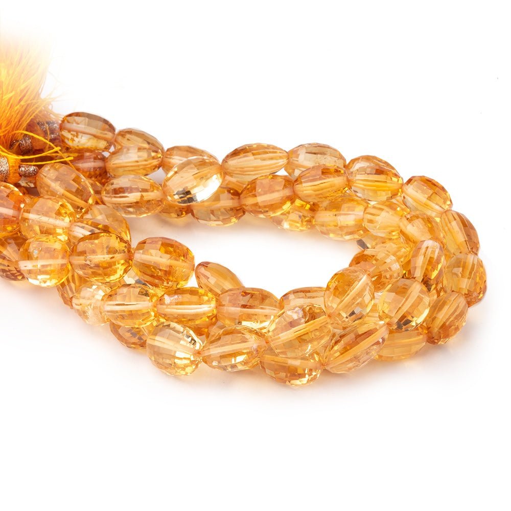 9x7-13x9mm Citrine Checkerboard Faceted Ovals 8 inches 18 beads - Beadsofcambay.com