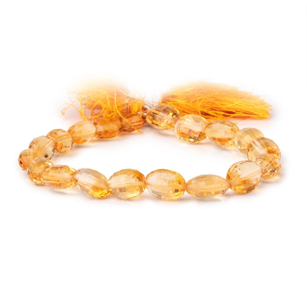 9x7-13x9mm Citrine Checkerboard Faceted Ovals 8 inches 18 beads - Beadsofcambay.com