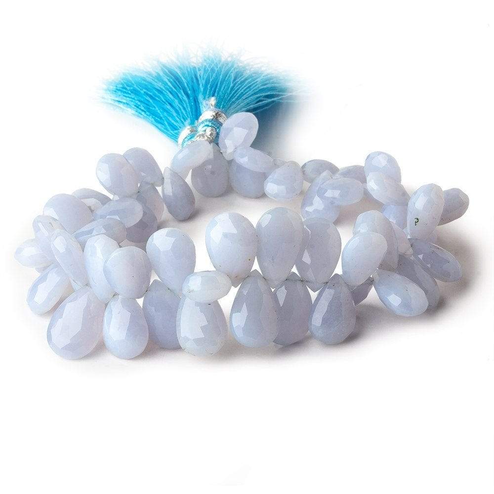 9x7-13x9mm Violetish Blue Chalcedony Faceted Pear Beads 8 inch 60 pieces - Beadsofcambay.com