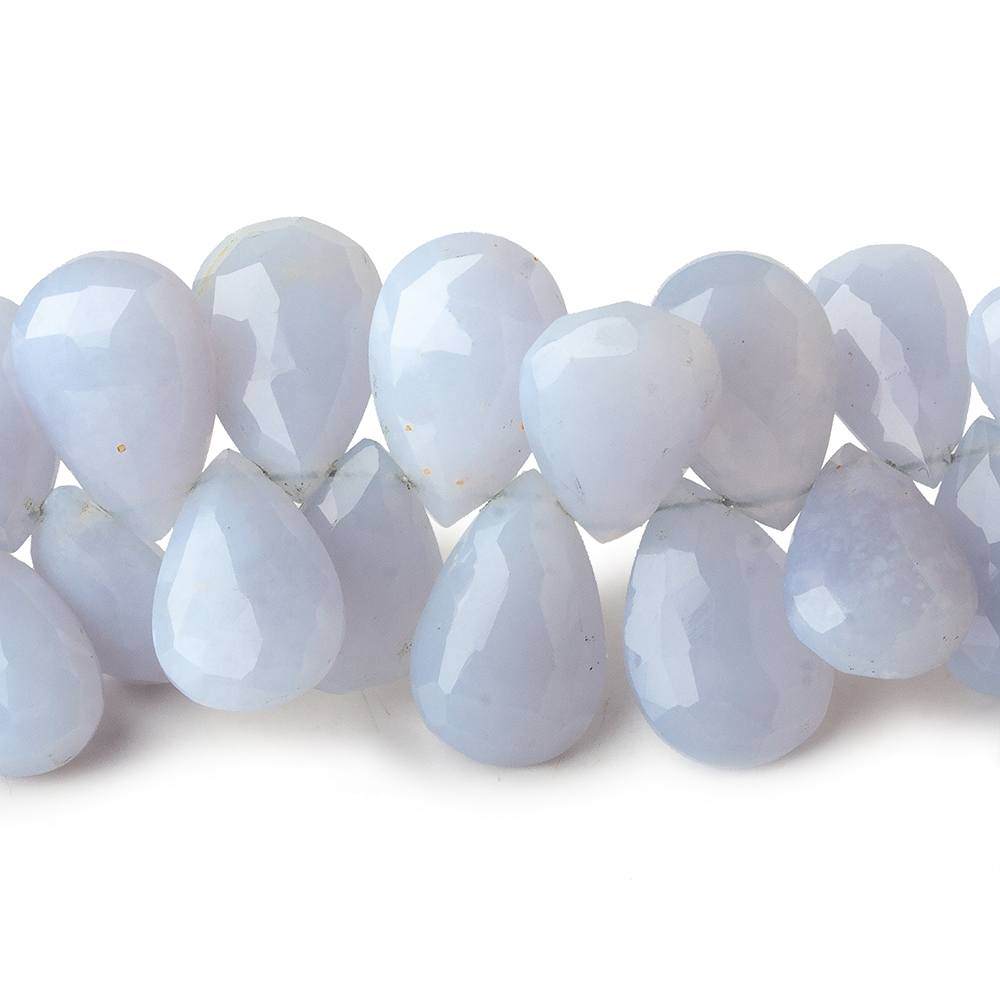9x7-13x9mm Violetish Blue Chalcedony Faceted Pear Beads 8 inch 60 pieces - Beadsofcambay.com