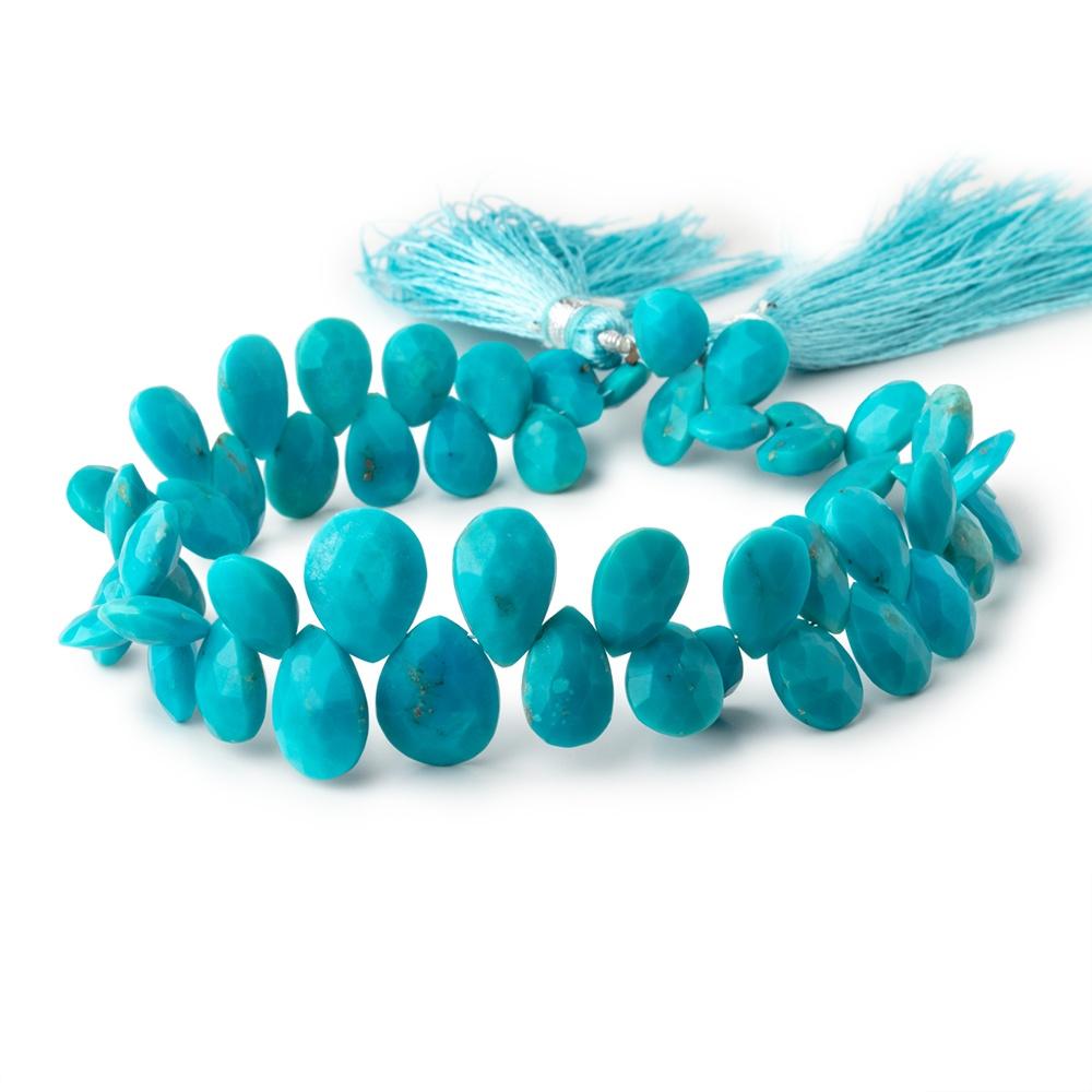 9x7-14x10mm Sleeping Beauty Turquoise Faceted Pear Beads 9 inch 50 pieces - Beadsofcambay.com