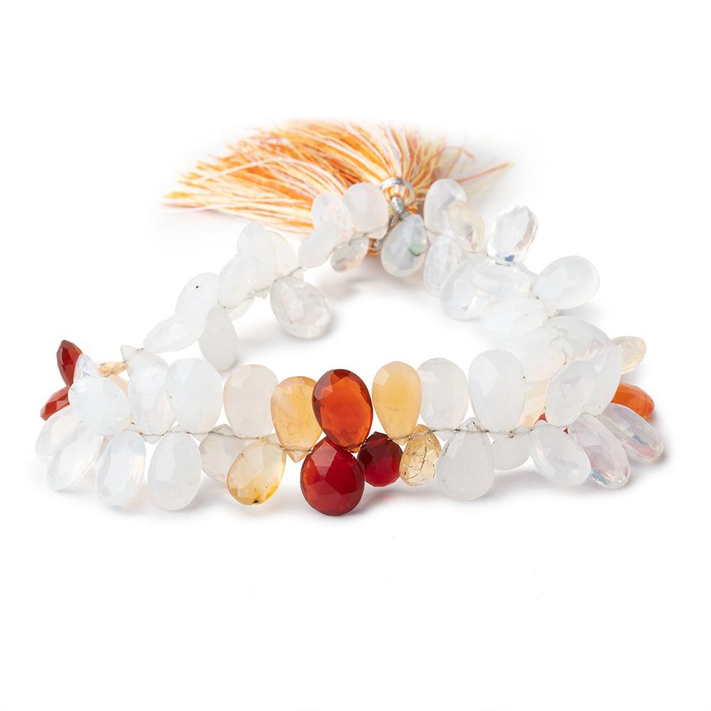 9x7-14x6mm Multi Color Fire Opal Faceted Pear Beads 9.25 inch 64 pieces - Beadsofcambay.com