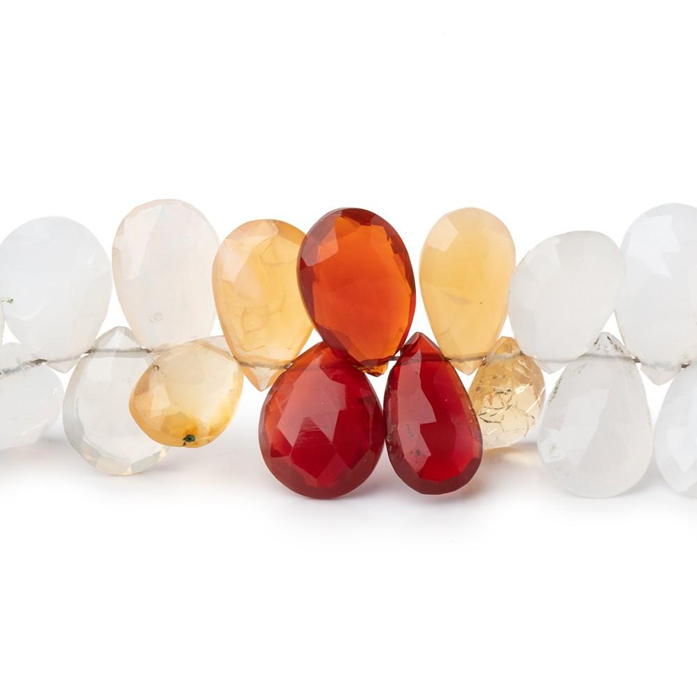 9x7-14x6mm Multi Color Fire Opal Faceted Pear Beads 9.25 inch 64 pieces - Beadsofcambay.com