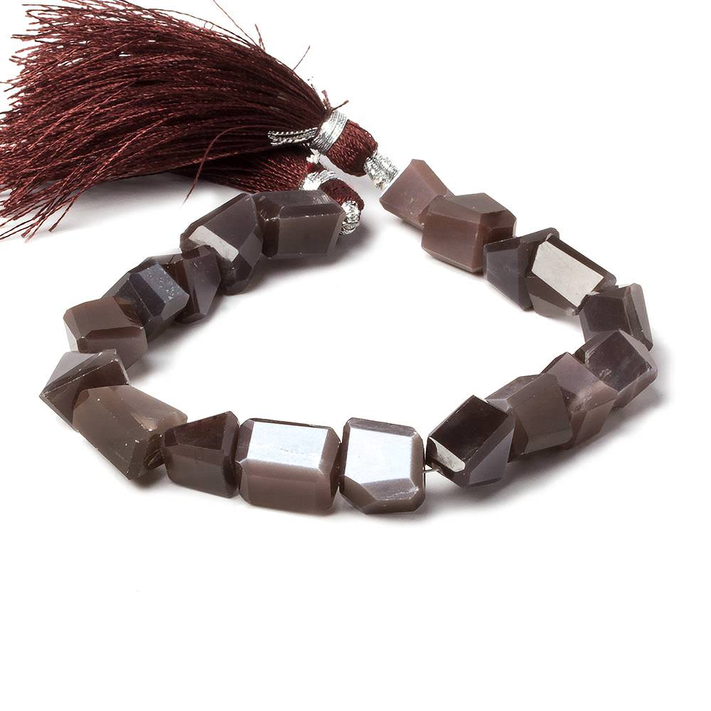 9x7-14x7mm Chocolate Brown Moonstone faceted nugget beads 8 inch 19 pieces - Beadsofcambay.com