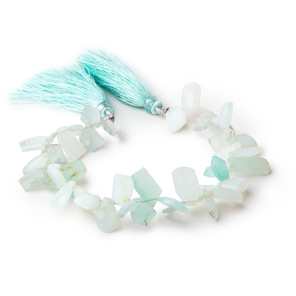 9x7-14x8mm Blue Peruvian Opal Faceted Freeform Beads 7.5 inch 43 pieces - Beadsofcambay.com