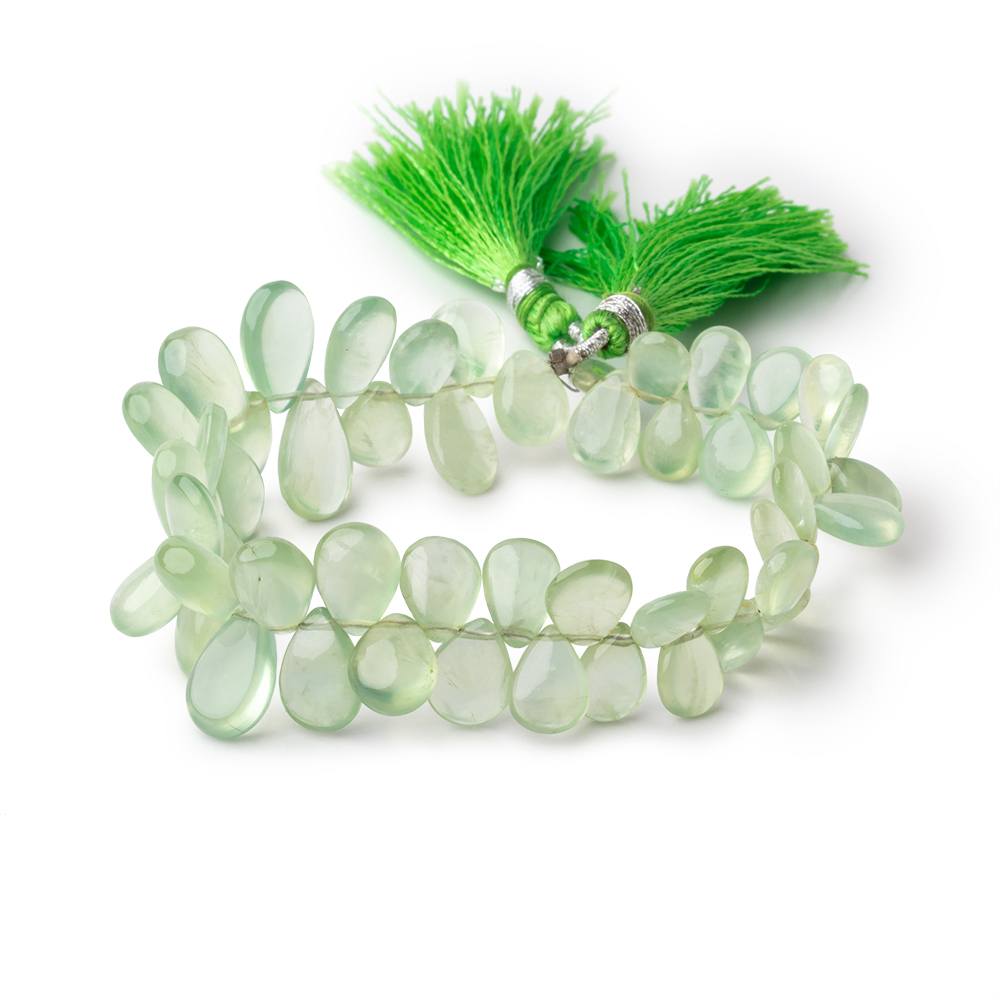 9x7-14x8mm Prehnite Plain Pear Beads 8 inch 48 pieces - Beadsofcambay.com