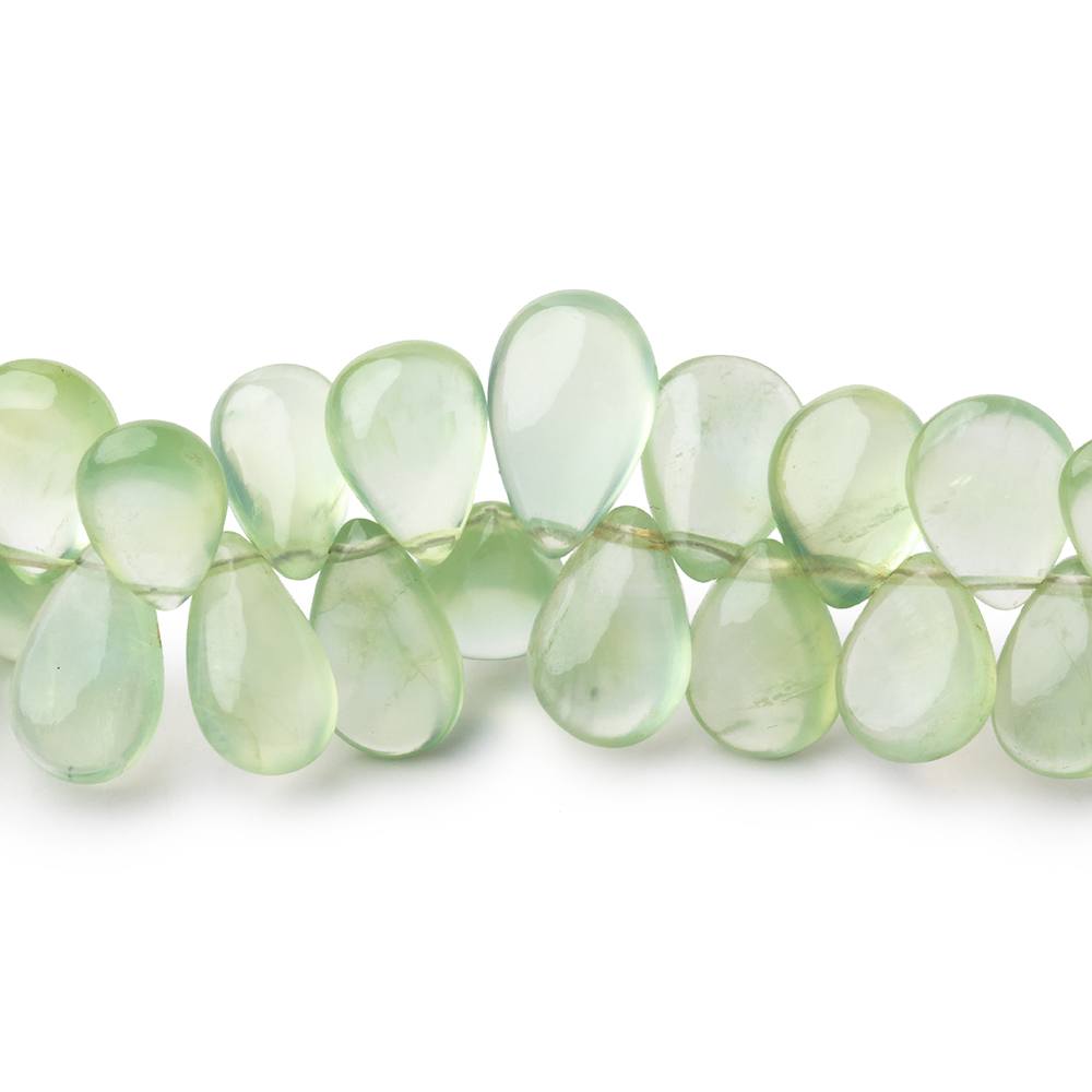 9x7-14x8mm Prehnite Plain Pear Beads 8 inch 48 pieces - Beadsofcambay.com