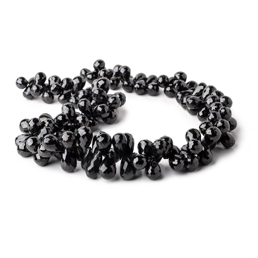9x7-14x9mm Black Spinel Faceted Tear Drop Beads 15 inch 130 pieces - Beadsofcambay.com