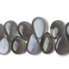 9x7-15x7mm Platinum Grey Moonstone Plain Pear Beads 8 inch 47 pieces - Beadsofcambay.com