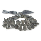9x7-15x7mm Platinum Grey Moonstone Plain Pear Beads 8 inch 47 pieces - Beadsofcambay.com
