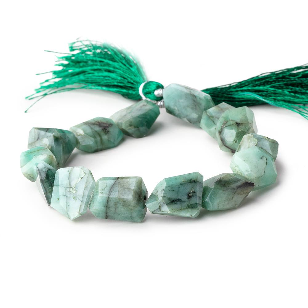 9x7-17x9mm Brazilian Emerald faceted nugget beads 8 inch 15 pieces - Beadsofcambay.com