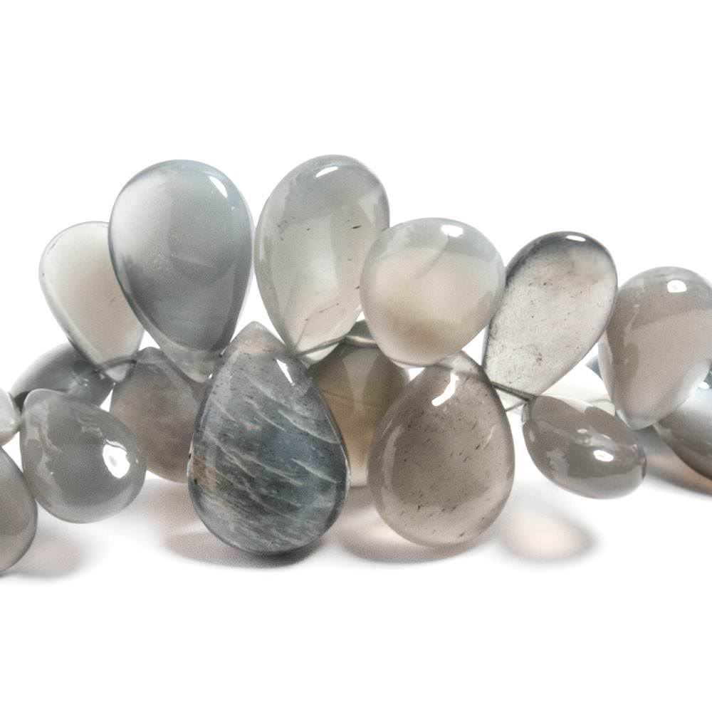 9x7-18x12mm Platinum Moonstone plain pears 8.25 inches 49 beads - Beadsofcambay.com