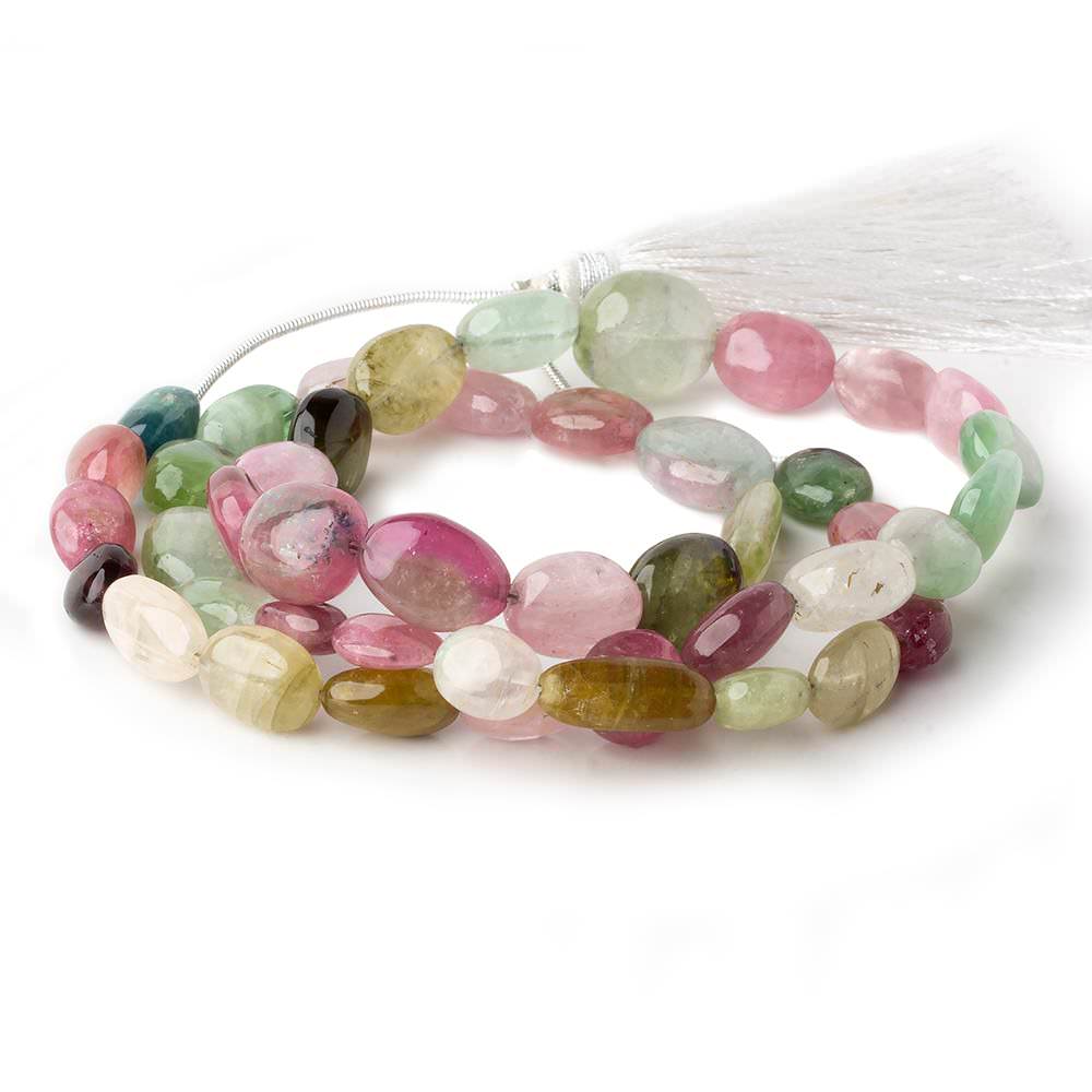 9x7-20x7mm Multi Color Tourmaline plain nugget beads 20 inch 46 pieces A - Beadsofcambay.com