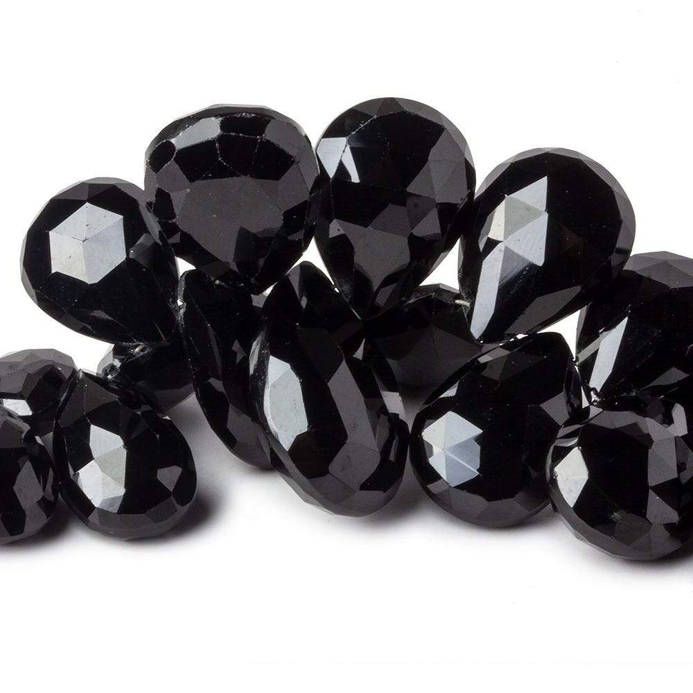 9x7-21x13mm Black Spinel Faceted Pear & Heart Beads 15 Inch 94 pieces - Beadsofcambay.com