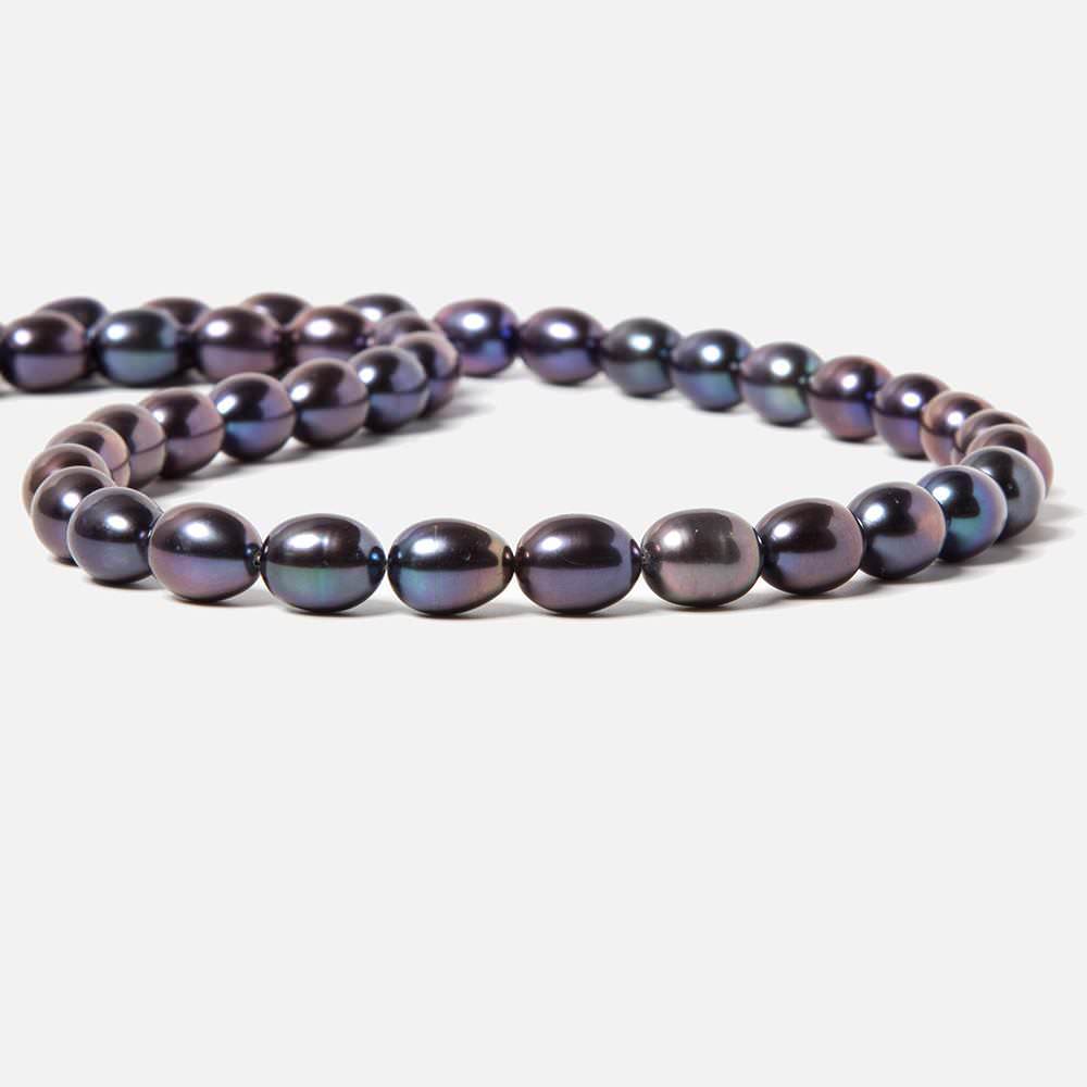 9x7.5-9.5x7.5mm Peacock Straight Drill Oval Freshwater Pearl 43 pcs - Beadsofcambay.com