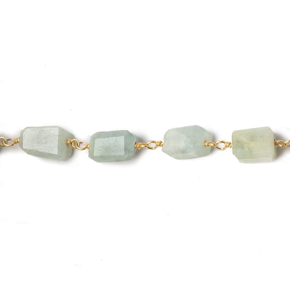 9x7mm Aquamarine faceted nugget Vermeil Chain by the foot 22 pieces - Beadsofcambay.com