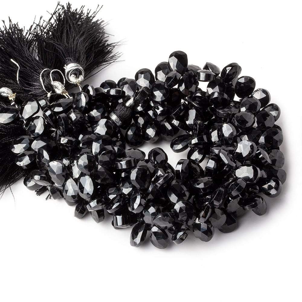 9x7mm Black Spinel Faceted Pears 8 inch 65 beads - Beadsofcambay.com