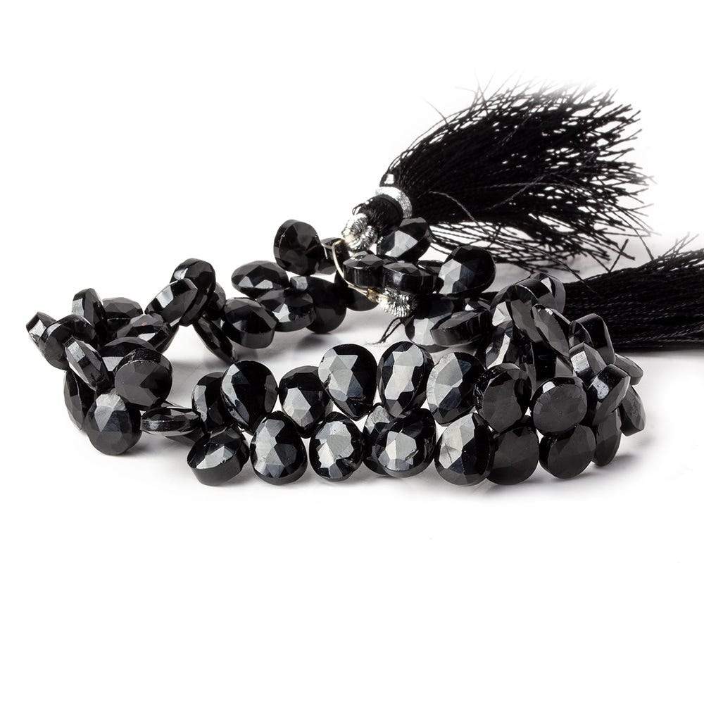 9x7mm Black Spinel Faceted Pears 8 inch 65 beads - Beadsofcambay.com