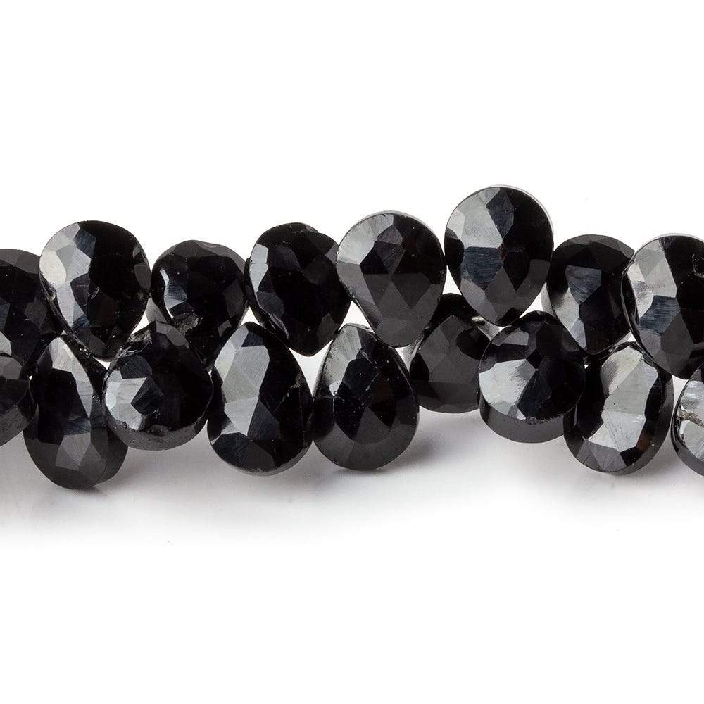 9x7mm Black Spinel Faceted Pears 8 inch 65 beads - Beadsofcambay.com