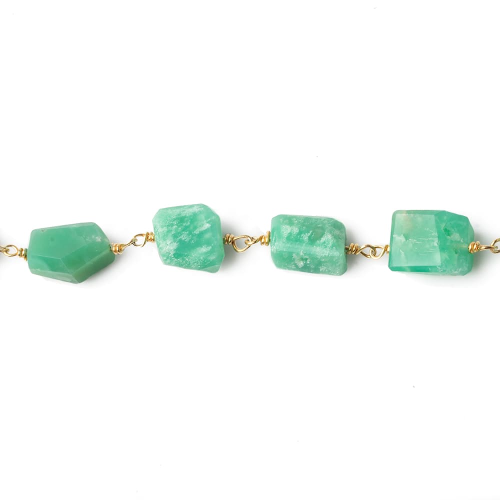 9x7mm Chrysoprase faceted nugget Vermeil Chain by the foot 22 pieces - Beadsofcambay.com