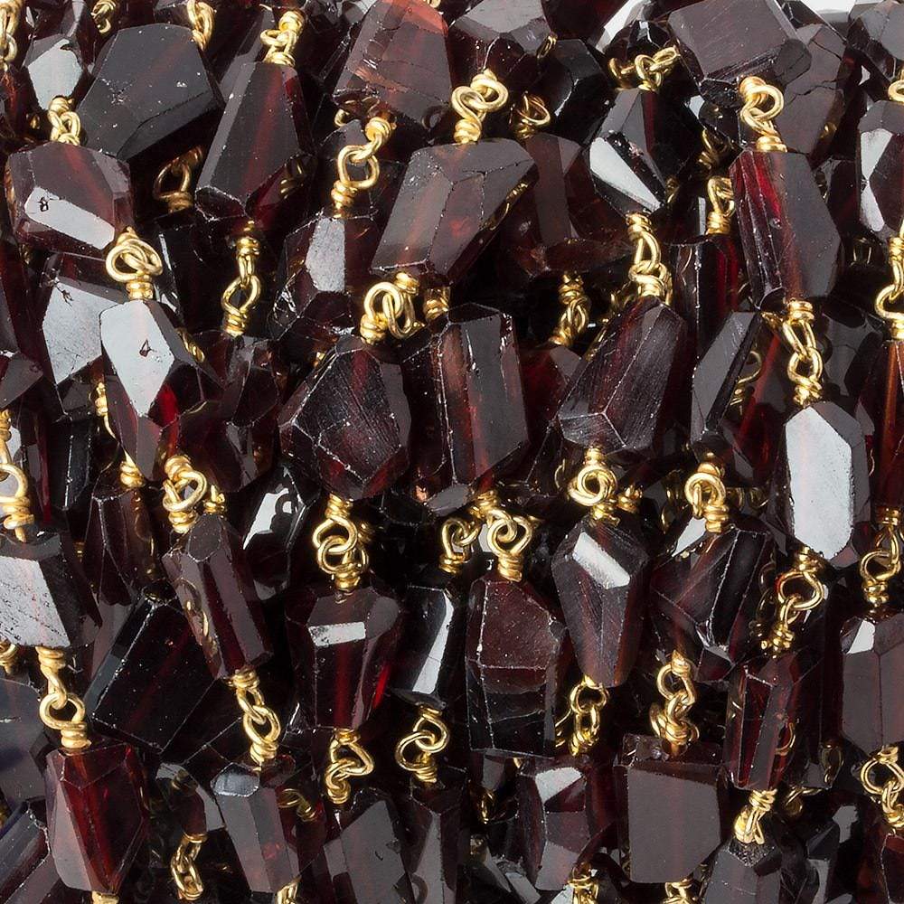 9x7mm Garnet faceted nugget Vermeil Chain by the foot 22 pieces - Beadsofcambay.com