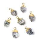 9x7mm Gold Leafed Herkimer Diamond Crystal Quartz Focal Pendant 1 piece - Beadsofcambay.com