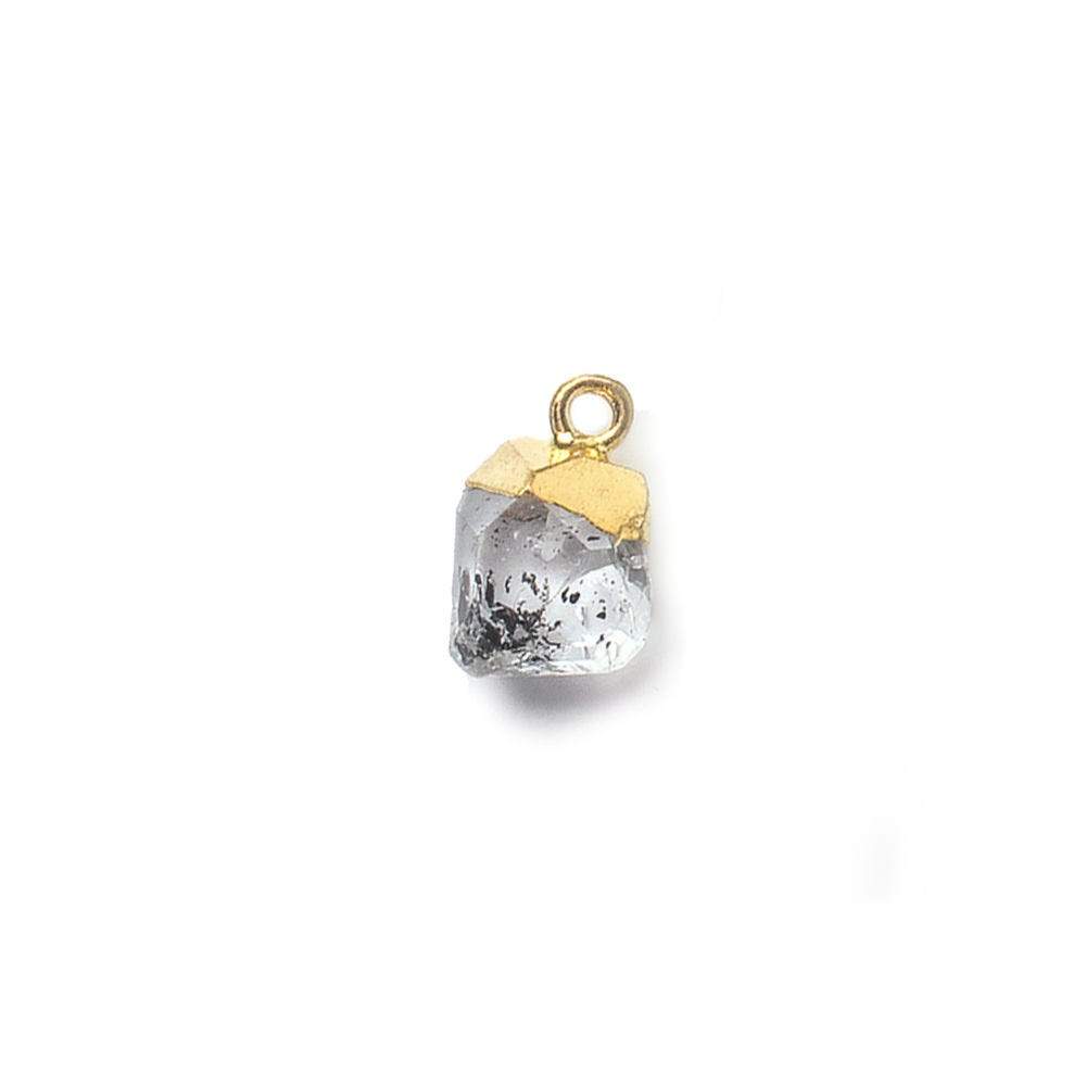 9x7mm Gold Leafed Herkimer Diamond Crystal Quartz Focal Pendant 1 piece - Beadsofcambay.com