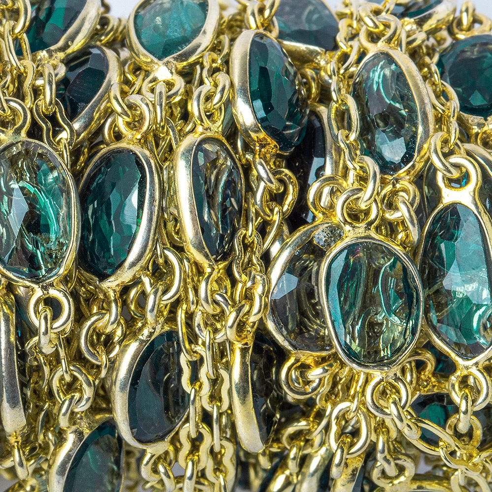 9x7mm London Blue Topaz Vermeil Bezel and Link Chain by the foot 8 pieces - Beadsofcambay.com