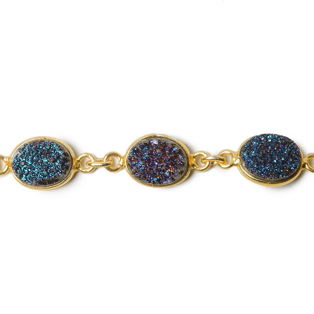 9x7mm Mystic Drusy Vermeil Bezel Chain by the foot - Beadsofcambay.com