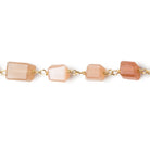 9x7mm Peach Moonstone faceted nugget Vermeil Chain by the foot 22 pieces - Beadsofcambay.com