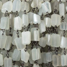 9x7mm Platinum Moonstone faceted nugget Black Gold plated .925 Silver Chain by the foot 22 pcs - Beadsofcambay.com