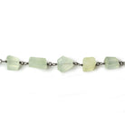 9x7mm Prehnite faceted nugget Black Gold plated .925 Silver Chain by the foot 22 pcs - Beadsofcambay.com