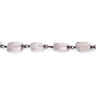 9x7mm Rose Quartz faceted nugget Black Gold plated .925 Silver Chain by the foot 22 pcs - Beadsofcambay.com