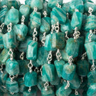 9x7mm Russian Amazonite faceted nugget .925 Silver Chain by the foot 22 pieces - Beadsofcambay.com