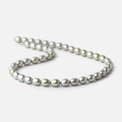 9x7mm Sage Green Oval Freshwater Pearls 16 inch 42 pieces - Beadsofcambay.com