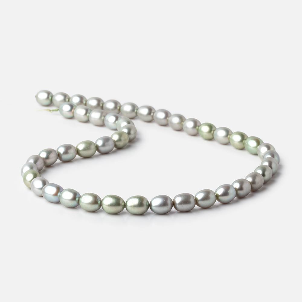 9x7mm Sage Green Oval Freshwater Pearls 16 inch 42 pieces - Beadsofcambay.com