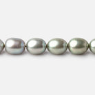 9x7mm Sage Green Oval Freshwater Pearls 16 inch 42 pieces - Beadsofcambay.com