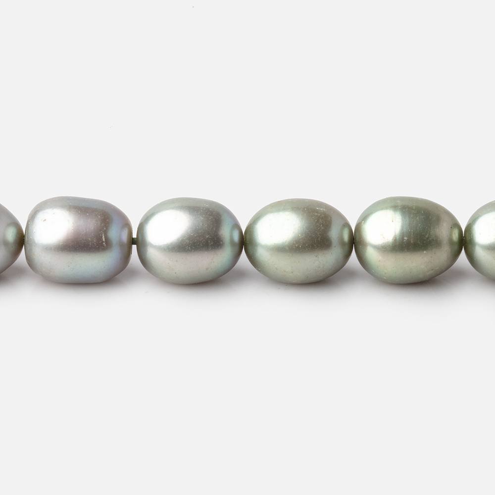 9x7mm Sage Green Oval Freshwater Pearls 16 inch 42 pieces - Beadsofcambay.com